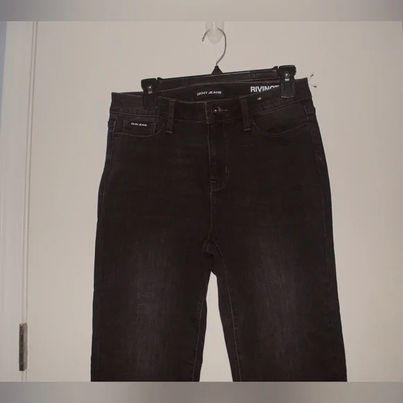 DKNY Black Slim Straight Crop Jeans w/raw hem. Never worn. Does not have tags. - Picture 2 of 5
